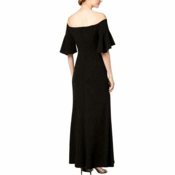 Calvin Klein NWT Elegant BLACK Long Dress Sweetheart Off-The-Shoulder Gown - Picture 3 of 3
